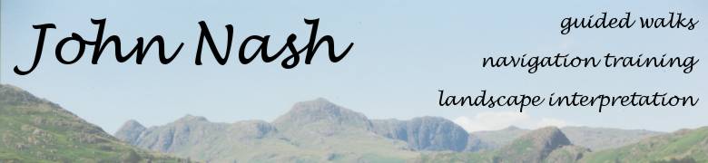 guided walks, navigation training and landscape interpretation from John Nash (background image: "The Langdale Pikes")